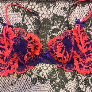 Agent provocateur Karlie lace bra sexy 34b neon orange purple